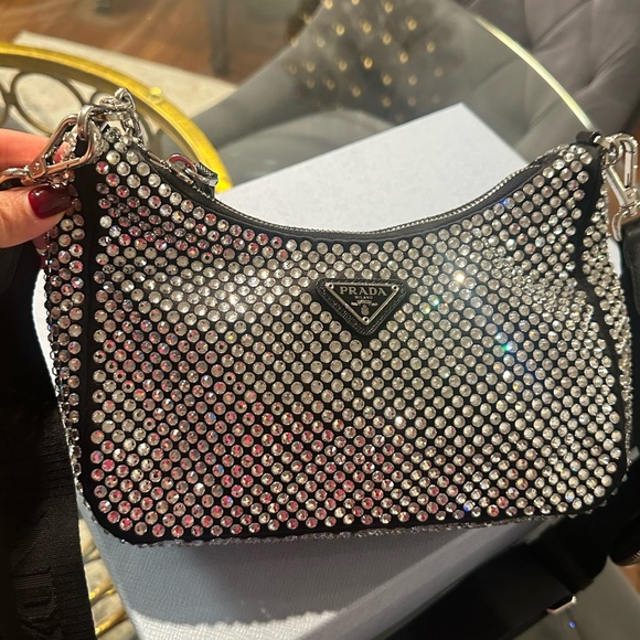 Prada Silver Crystal-Embellished Shoulder Bag - Picture 5 of 7